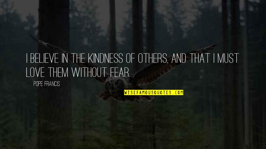 Kindness Of Others Quotes By Pope Francis: I believe in the kindness of others, and