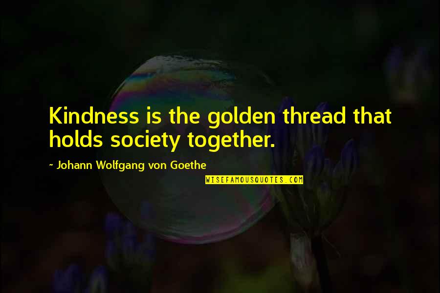 Kindness That Quotes By Johann Wolfgang Von Goethe: Kindness is the golden thread that holds society
