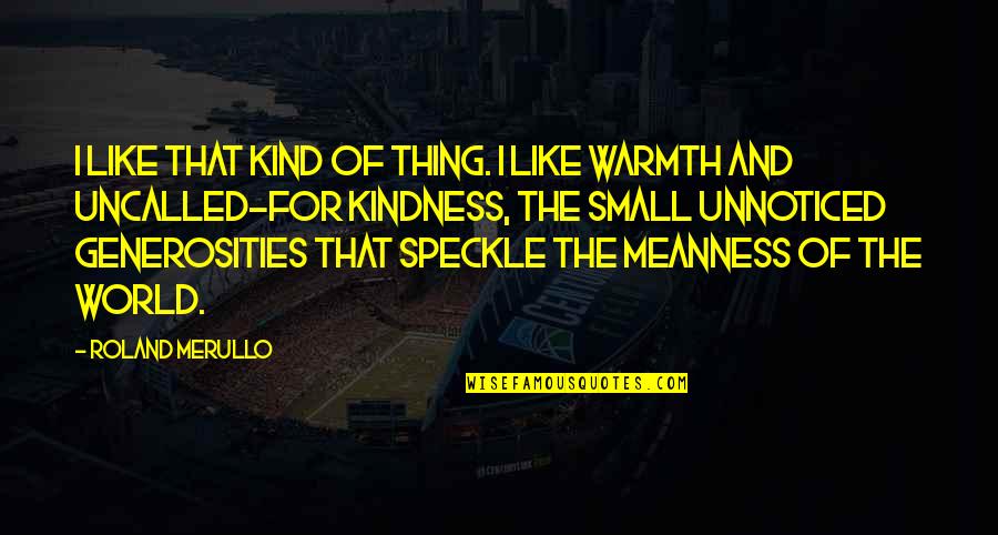 Kindness Warmth Quotes By Roland Merullo: I like that kind of thing. I like