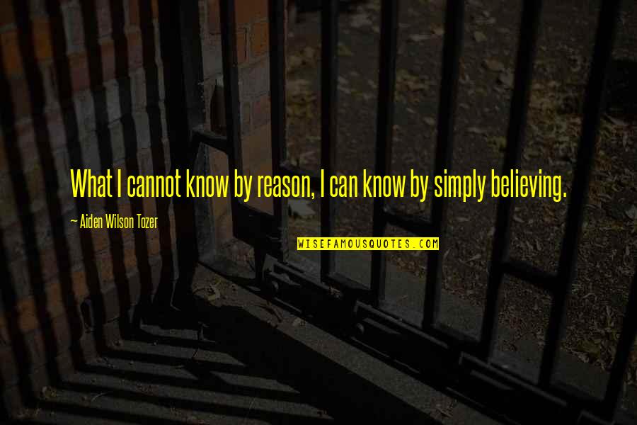 Kinection Quotes By Aiden Wilson Tozer: What I cannot know by reason, I can
