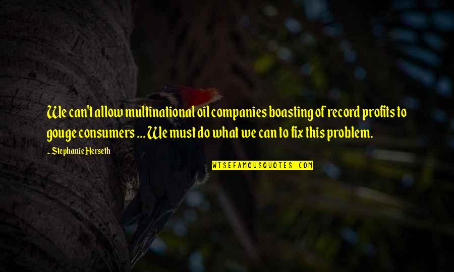 King Arthur Chivalry Quotes By Stephanie Herseth: We can't allow multinational oil companies boasting of