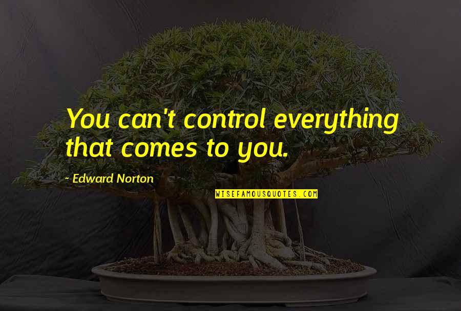 King Ferdinand Ii Quotes By Edward Norton: You can't control everything that comes to you. King Ferdinand Ii Quotes By Edward Norton: You can't control everything that comes to you.