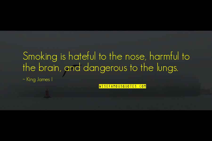 King James 1 Quotes By King James I: Smoking is hateful to the nose, harmful to