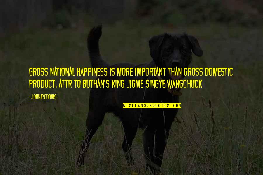King Jigme Singye Wangchuck Quotes By John Robbins: Gross National Happiness is more important than Gross