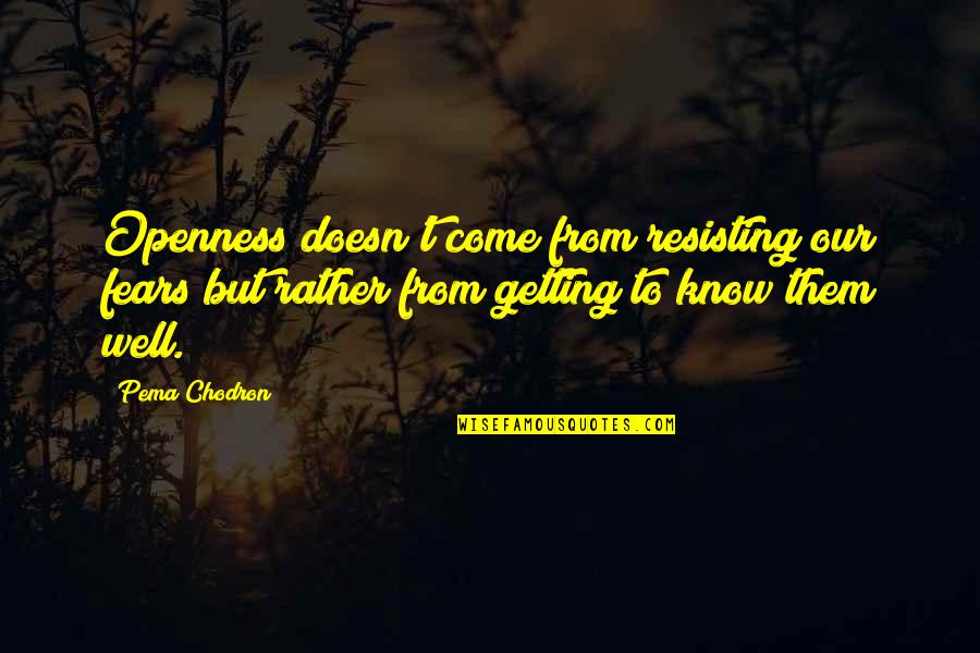 King Of Fruits Mango Quotes By Pema Chodron: Openness doesn't come from resisting our fears but
