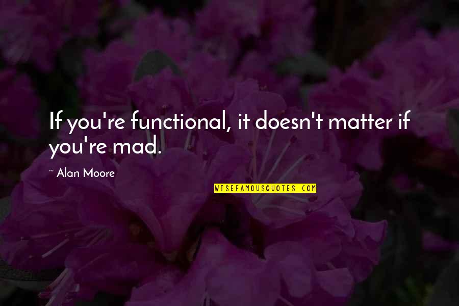 King Of New York Famous Quotes By Alan Moore: If you're functional, it doesn't matter if you're