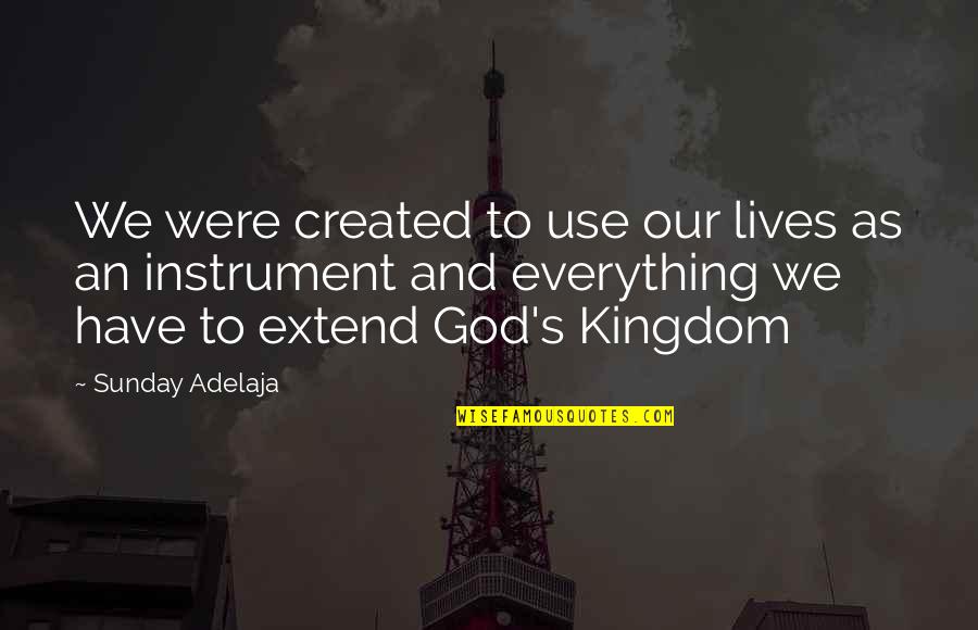 Kingdom Living Quotes By Sunday Adelaja: We were created to use our lives as