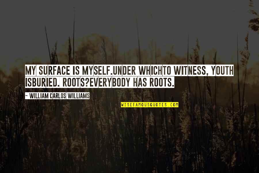 Kingdom Rush Quotes By William Carlos Williams: My surface is myself.Under whichto witness, youth isburied.