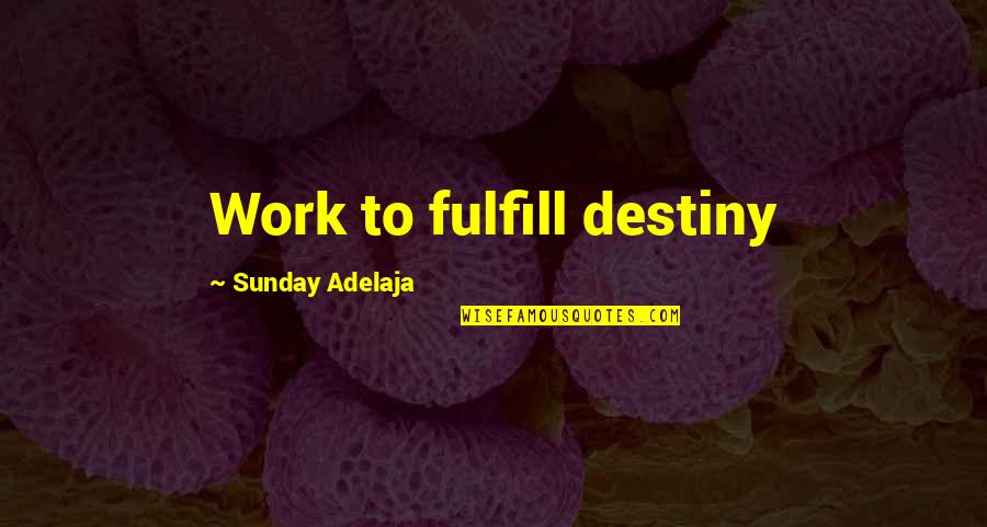 Kingdom Service Quotes By Sunday Adelaja: Work to fulfill destiny Kingdom Service Quotes By Sunday Adelaja: Work to fulfill destiny
