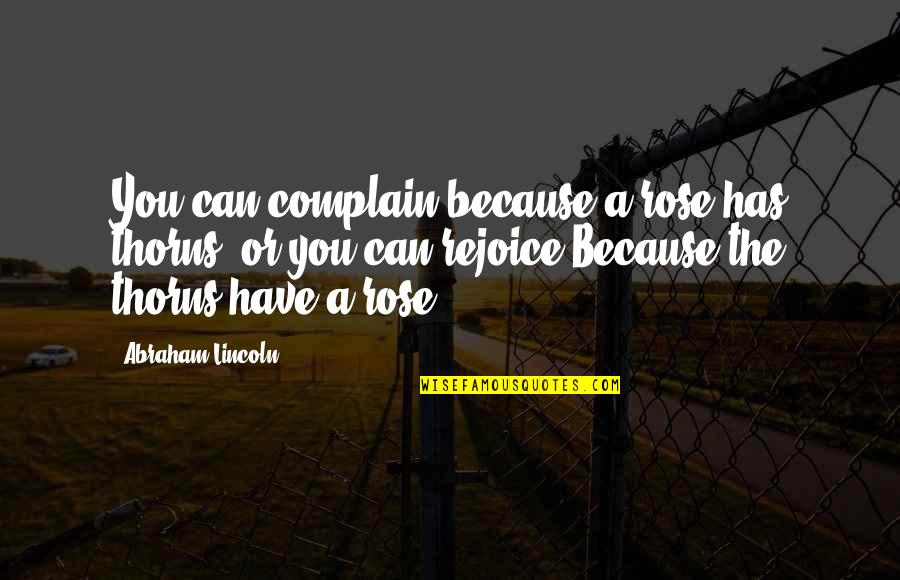 Kinging It Quotes By Abraham Lincoln: You can complain because a rose has thorns,