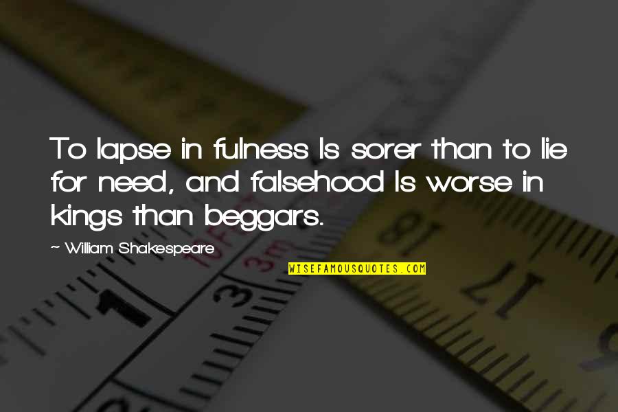 Kings Shakespeare Quotes By William Shakespeare: To lapse in fulness Is sorer than to