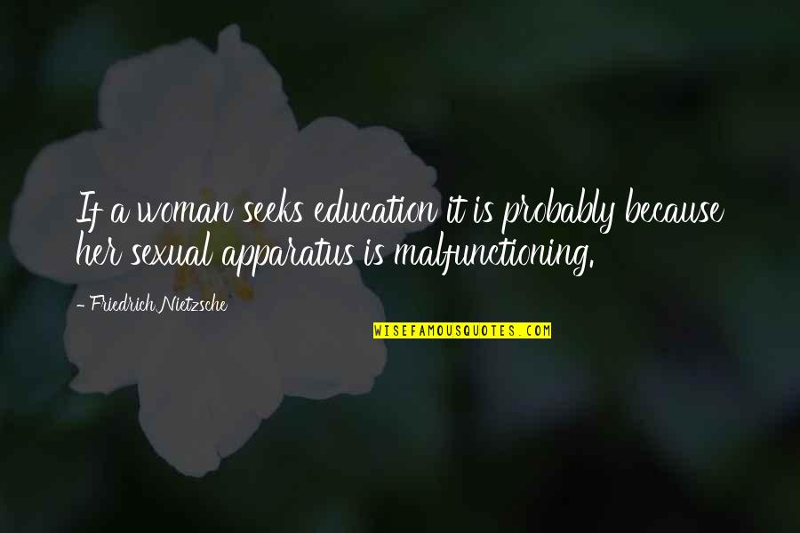 Kingshuk Ghosh Quotes By Friedrich Nietzsche: If a woman seeks education it is probably