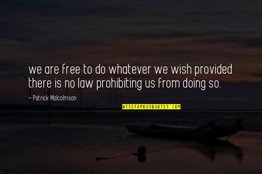 Kingsmith R1 Quotes By Patrick Malcolmson: we are free to do whatever we wish