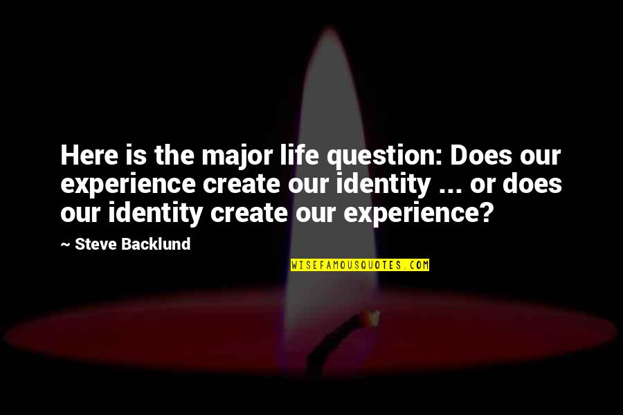 Kingsolver Portal Quotes By Steve Backlund: Here is the major life question: Does our