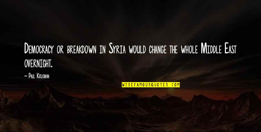 Kinnock Son Quotes By Paul Krugman: Democracy or breakdown in Syria would change the