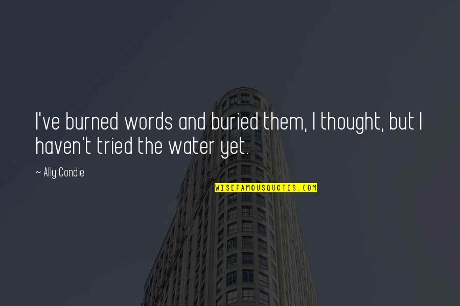 Kinos Journey Quotes By Ally Condie: I've burned words and buried them, I thought,