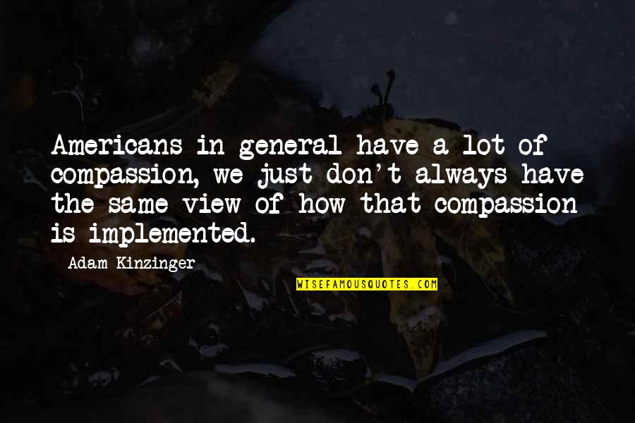 Kinzinger Quotes By Adam Kinzinger: Americans in general have a lot of compassion,