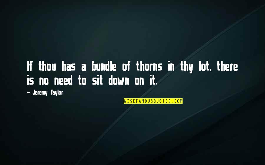 Kirchheimerhof Quotes By Jeremy Taylor: If thou has a bundle of thorns in