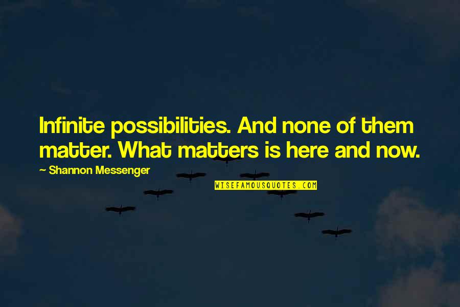 Kiriakos Kotsiopulos Quotes By Shannon Messenger: Infinite possibilities. And none of them matter. What Kiriakos Kotsiopulos Quotes By Shannon Messenger: Infinite possibilities. And none of them matter. What