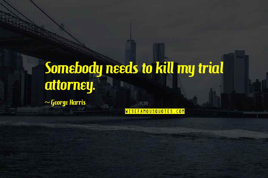 Kirkbride Plan Quotes By George Harris: Somebody needs to kill my trial attorney.