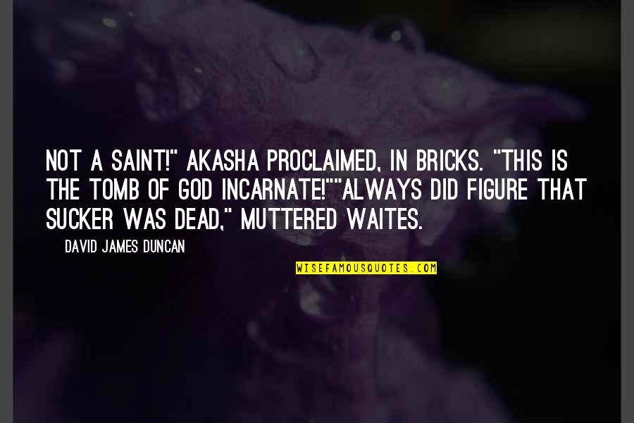 Kirollos Bechay Quotes By David James Duncan: Not a Saint!" Akasha proclaimed, in bricks. "This