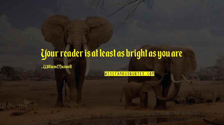 Kirschkern Kissen Quotes By William Maxwell: Your reader is at least as bright as Kirschkern Kissen Quotes By William Maxwell: Your reader is at least as bright as