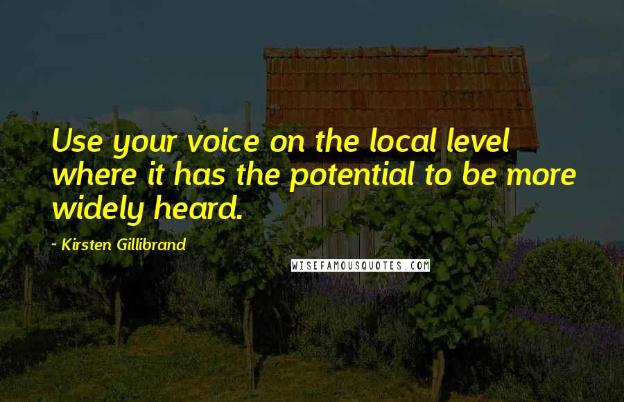 Kirsten Gillibrand quotes: Use your voice on the local level where it has the potential to be more widely heard.