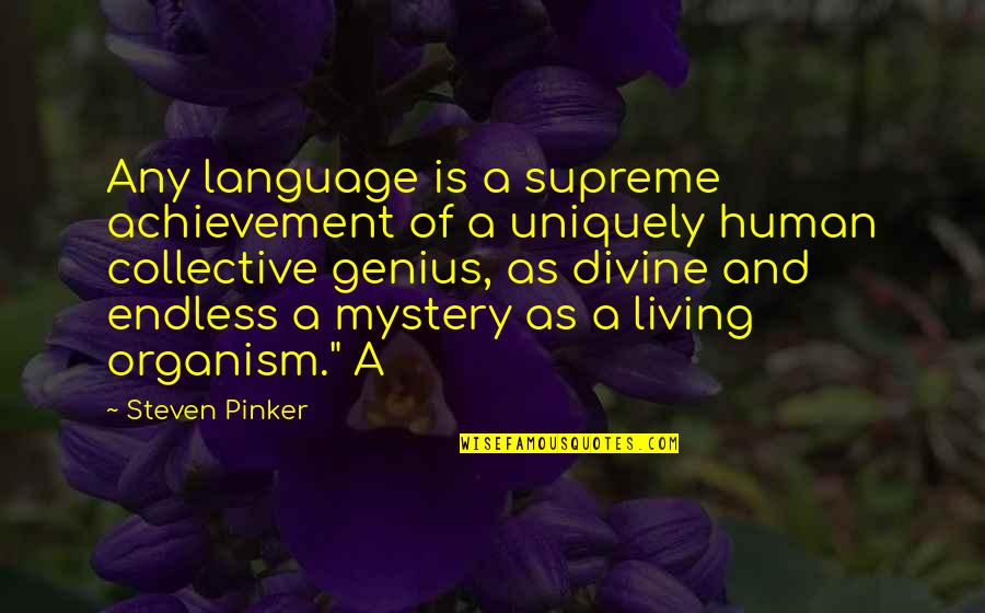 Kiruthika Thiagarajan Quotes By Steven Pinker: Any language is a supreme achievement of a