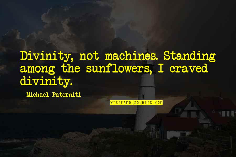 Kishimaro Quotes By Michael Paterniti: Divinity, not machines. Standing among the sunflowers, I