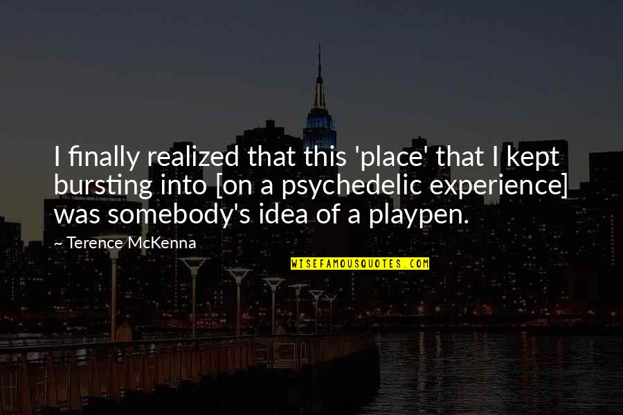 Kishino Kishimoto Quotes By Terence McKenna: I finally realized that this 'place' that I Kishino Kishimoto Quotes By Terence McKenna: I finally realized that this 'place' that I