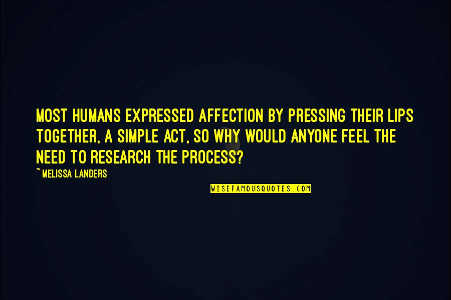 Kissing On The Lips Quotes By Melissa Landers: Most humans expressed affection by pressing their lips Kissing On The Lips Quotes By Melissa Landers: Most humans expressed affection by pressing their lips