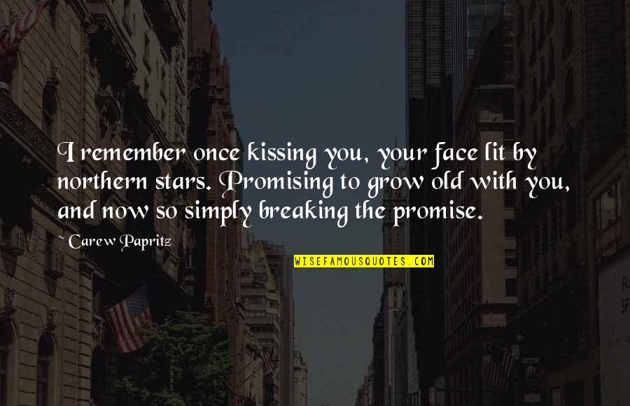 Kissing Quote Quotes By Carew Papritz: I remember once kissing you, your face lit