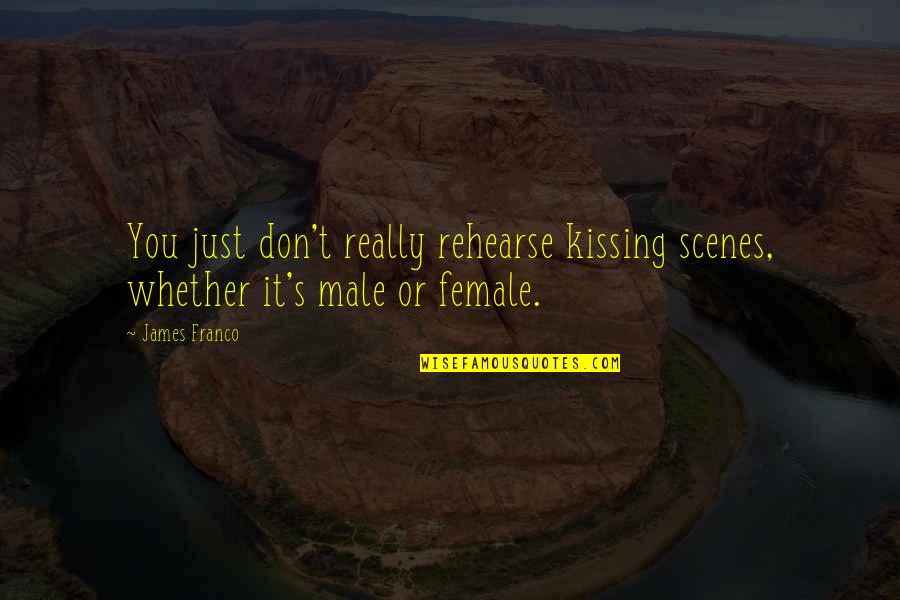 Kissing's Quotes By James Franco: You just don't really rehearse kissing scenes, whether