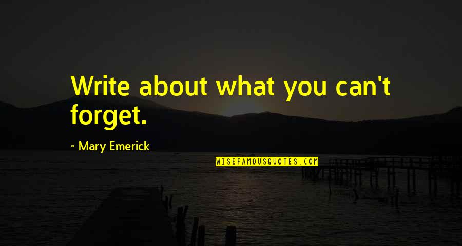 Kisumu Quotes By Mary Emerick: Write about what you can't forget. Kisumu Quotes By Mary Emerick: Write about what you can't forget.