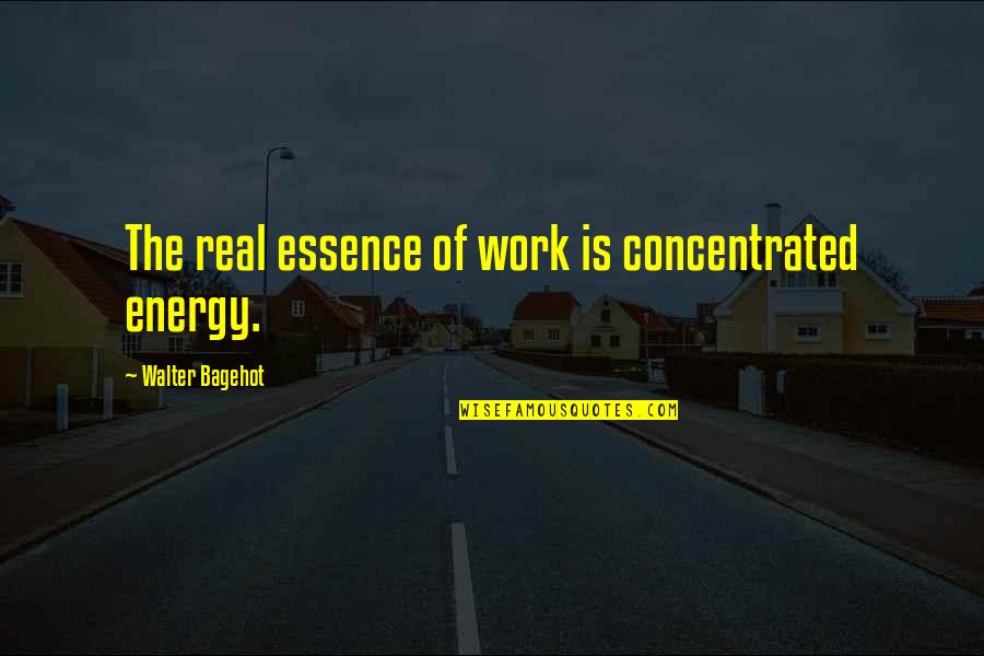 Kiszka Meat Quotes By Walter Bagehot: The real essence of work is concentrated energy.