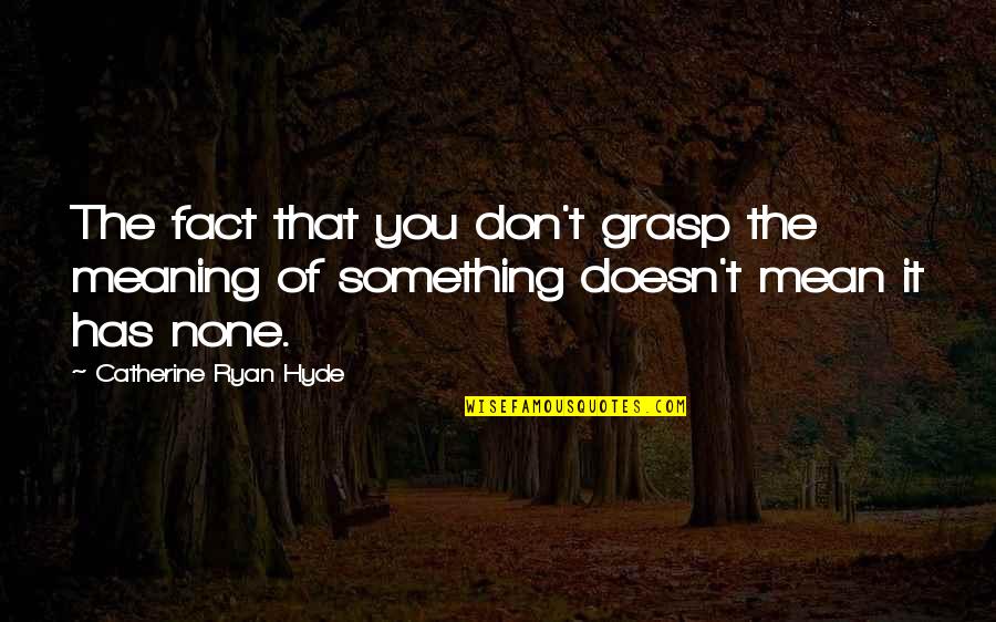 Kita Merancang Allah Menentukan Quotes By Catherine Ryan Hyde: The fact that you don't grasp the meaning
