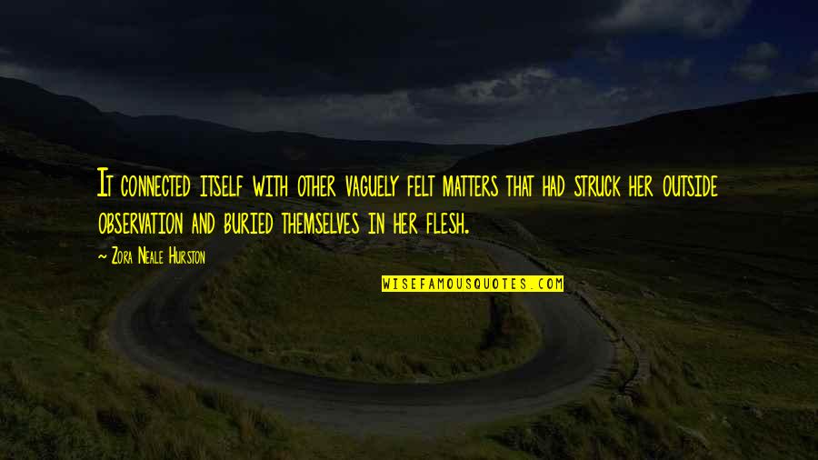 Kitchya Kaesuwan Quotes By Zora Neale Hurston: It connected itself with other vaguely felt matters Kitchya Kaesuwan Quotes By Zora Neale Hurston: It connected itself with other vaguely felt matters