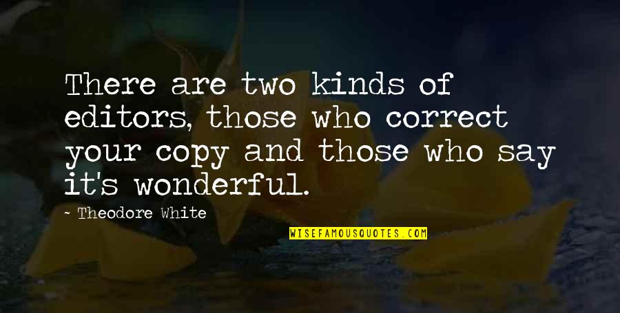 Kitco All Metals Quotes By Theodore White: There are two kinds of editors, those who