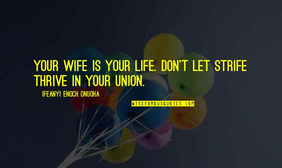 Kiteboarder Quotes By Ifeanyi Enoch Onuoha: Your wife is your life. Don't let strife