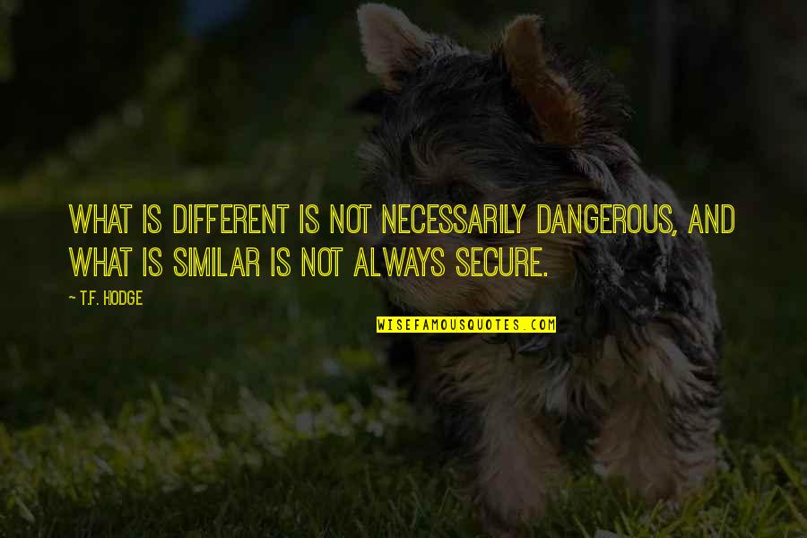 Kivelle Quotes By T.F. Hodge: What is different is not necessarily dangerous, and