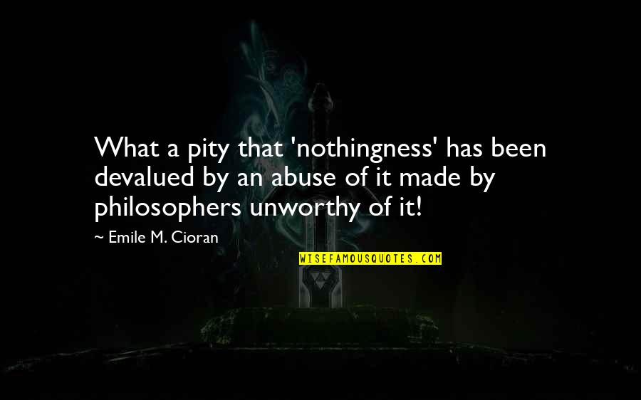 Klaudt Service Quotes By Emile M. Cioran: What a pity that 'nothingness' has been devalued