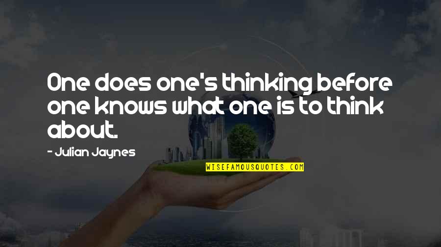 Klaus Balkenhol Quotes By Julian Jaynes: One does one's thinking before one knows what