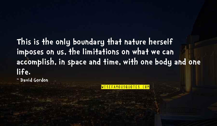 Klaveren Heer Quotes By David Gordon: This is the only boundary that nature herself
