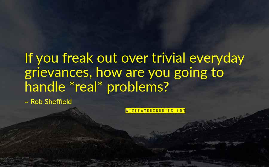 Kleben Jelentese Quotes By Rob Sheffield: If you freak out over trivial everyday grievances, Kleben Jelentese Quotes By Rob Sheffield: If you freak out over trivial everyday grievances,