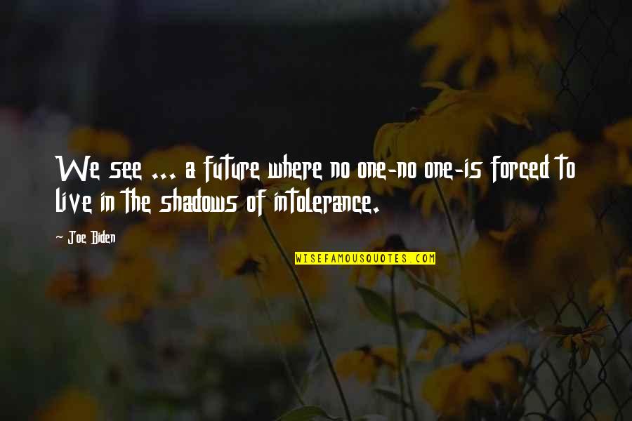 Kleeblatt Bilder Quotes By Joe Biden: We see ... a future where no one-no Kleeblatt Bilder Quotes By Joe Biden: We see ... a future where no one-no