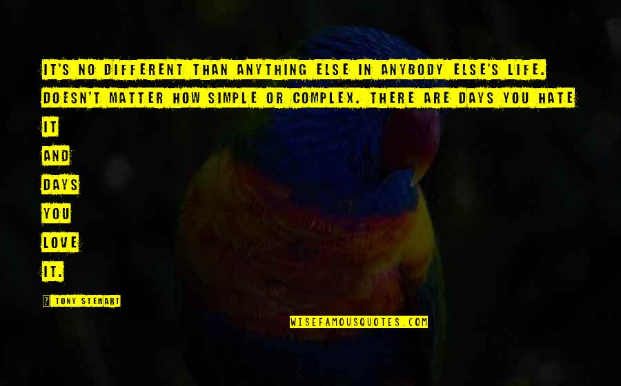 Kleffner Syndrome Quotes By Tony Stewart: It's no different than anything else in anybody Kleffner Syndrome Quotes By Tony Stewart: It's no different than anything else in anybody
