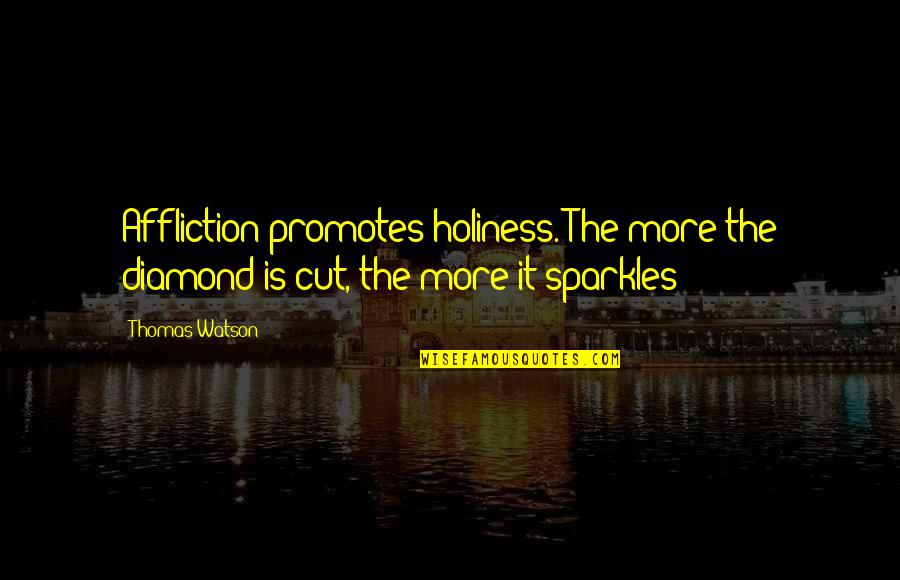 Kleijwegt Quotes By Thomas Watson: Affliction promotes holiness. The more the diamond is
