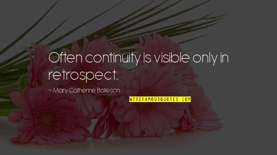 Kleimannetjes Quotes By Mary Catherine Bateson: Often continuity is visible only in retrospect.