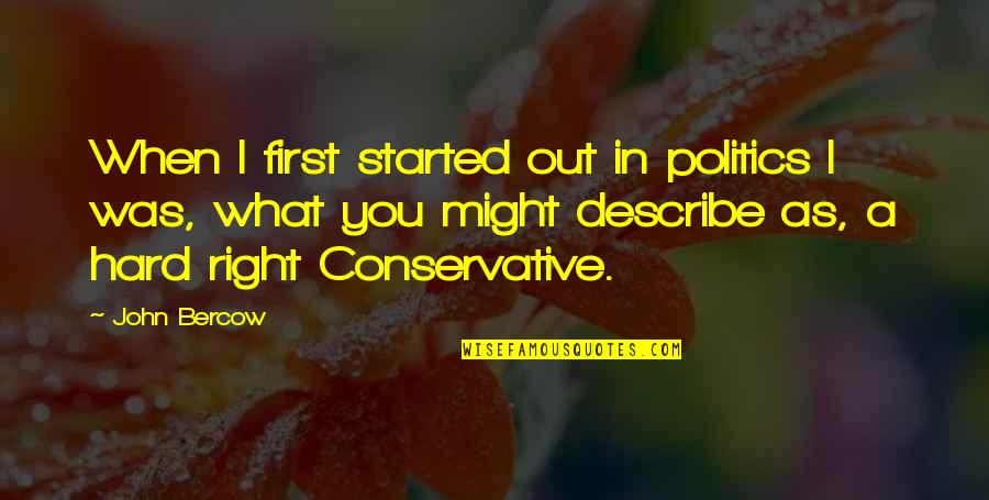 Kleindienst Robert Quotes By John Bercow: When I first started out in politics I Kleindienst Robert Quotes By John Bercow: When I first started out in politics I
