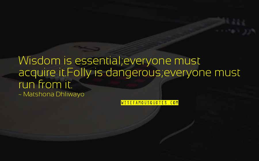 Kleine Schritte Quotes By Matshona Dhliwayo: Wisdom is essential;everyone must acquire it.Folly is dangerous;everyone